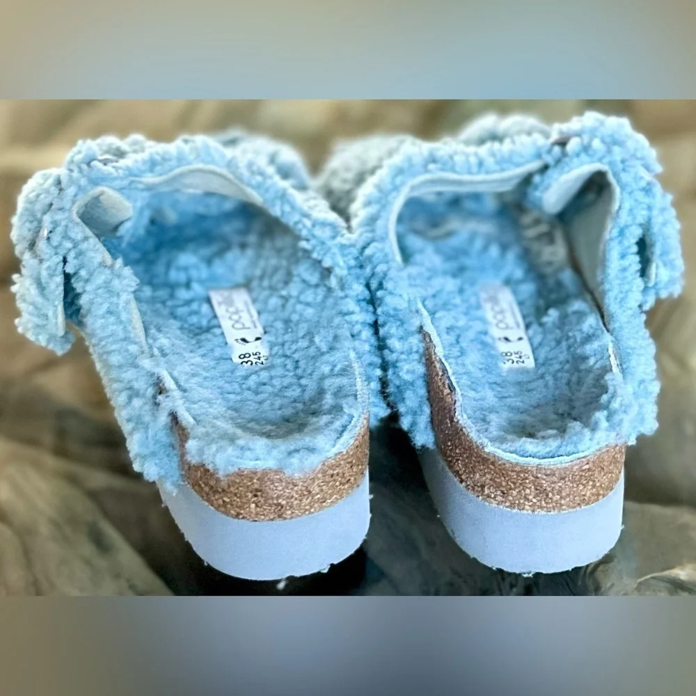 🎸Papillio by Birkenstock🎸🔥NWOT🔥ArizonaBig Buckle Genuine Shearling Slide— 7-7.5